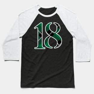 18 Sports Jersey Number Green Black Flannel Baseball T-Shirt